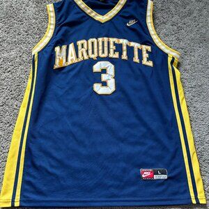 Vintage Marquette Dwayne Wade Jersey #3 Nike Navy Blue Men’s Size Large